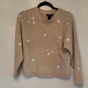 Cynthia Rowley Tan Sweater with White Heart Details